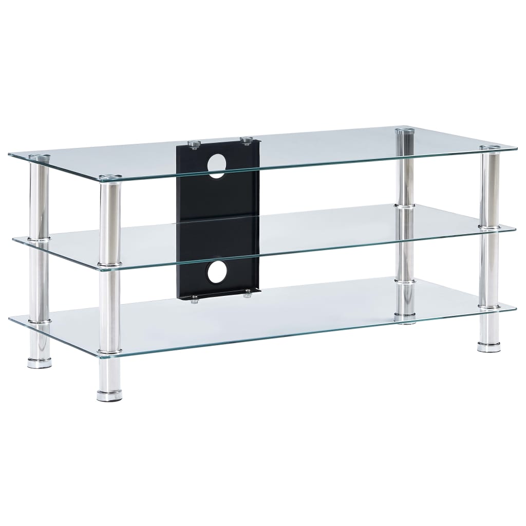 vidaXL Meuble TV transparent 90x40x40 cm verre trempé