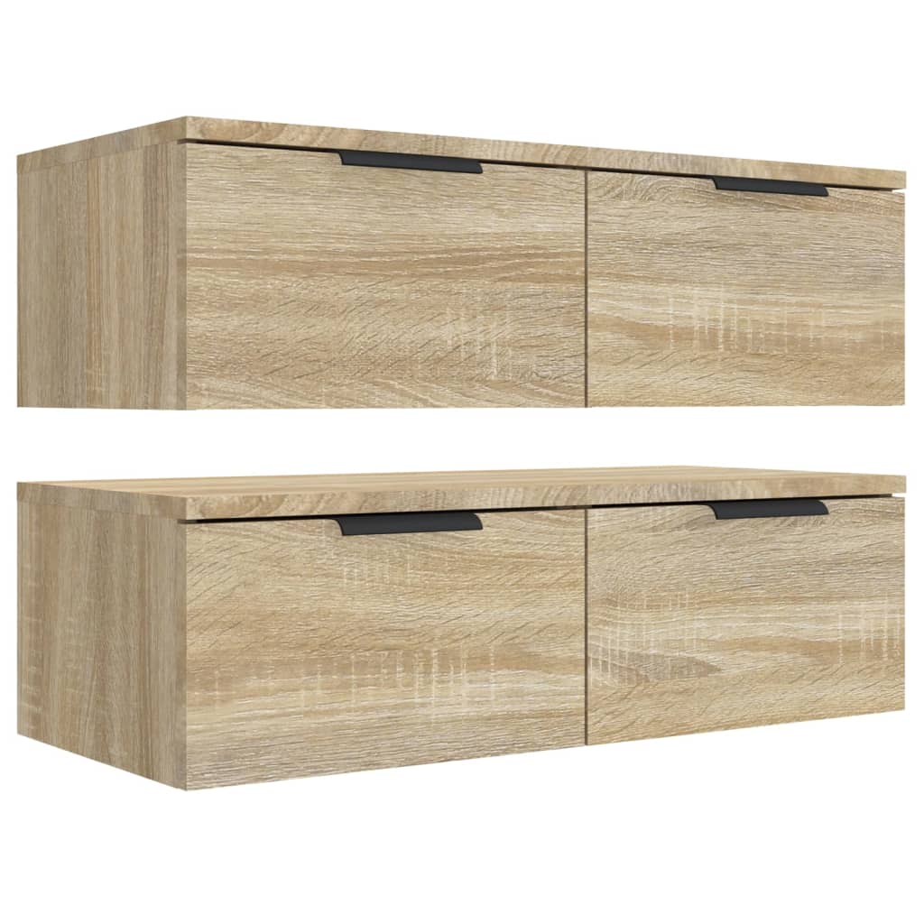 vidaXL Armoires murales 2pcs Chêne sonoma 68x30x20cm Bois d'ingénierie