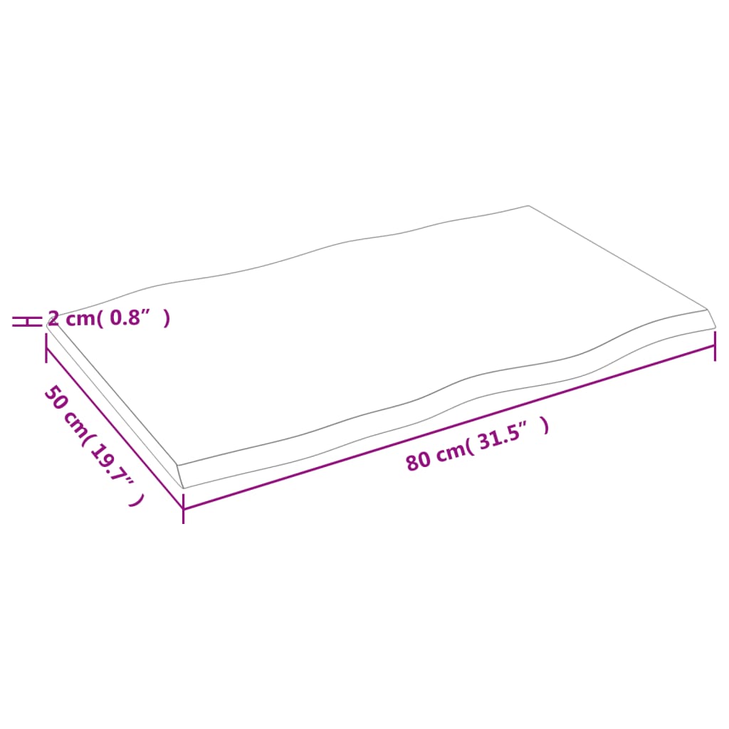 vidaXL Dessus de table bois chêne massif non traité bordure assortie