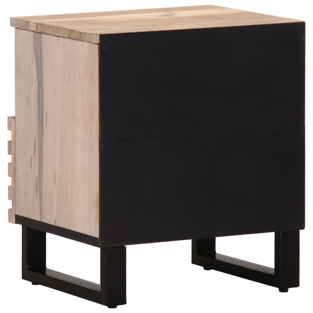 vidaXL Table de chevet 40x34x46 cm bois de manguier massif blanchi