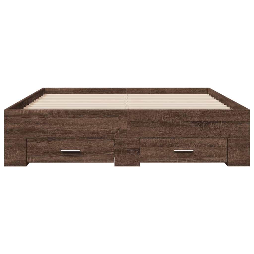 vidaXL Cadre de lit avec tiroirs sans matelas chêne marron 140x190 cm