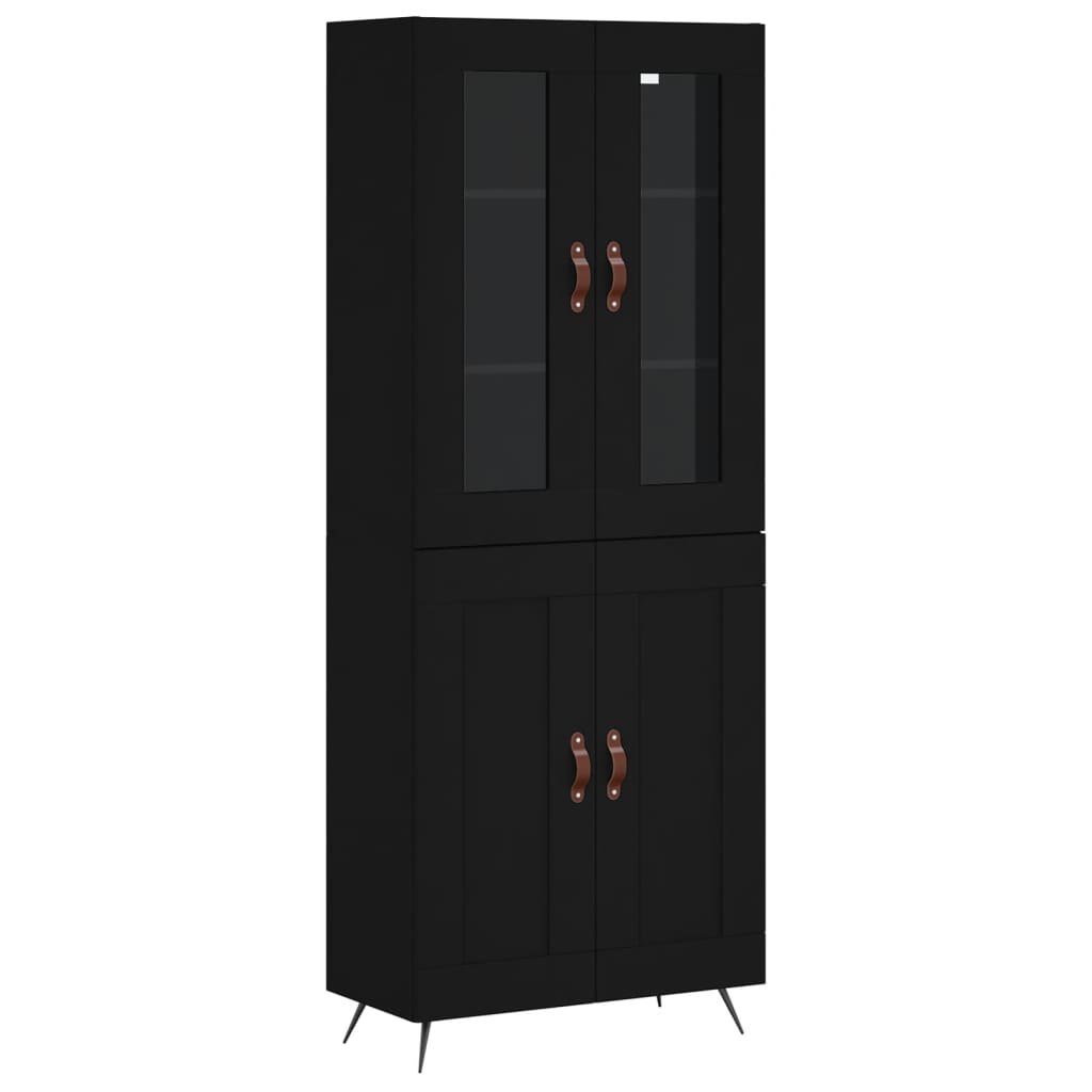 vidaXL Buffet haut Noir 69,5x34x180 cm Bois d'ingénierie