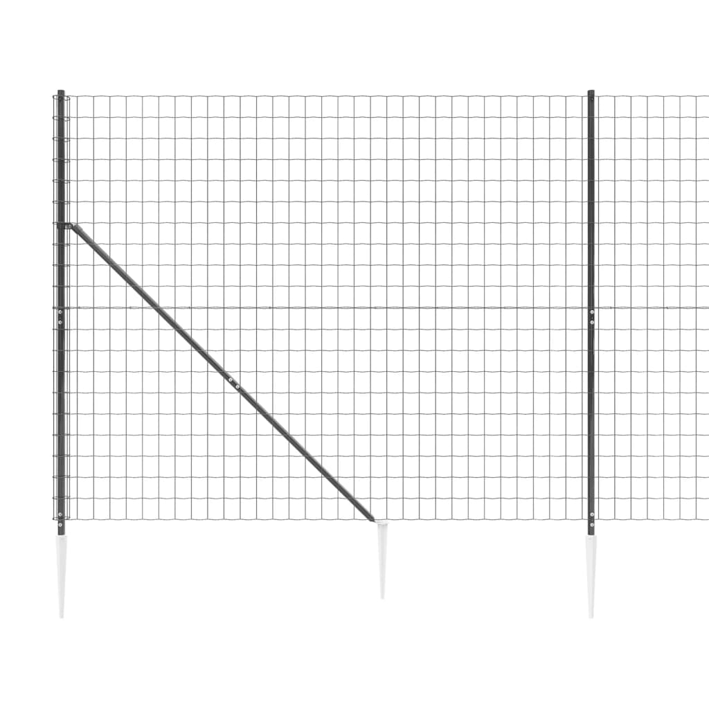 vidaXL Clôture en treillis métallique et ancrage anthracite 2,2x10 m