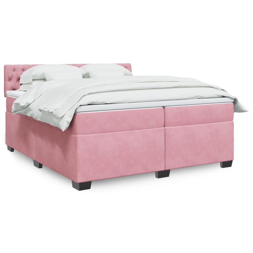 vidaXL Sommier à lattes de lit avec matelas Rose 200x200 cm Velours