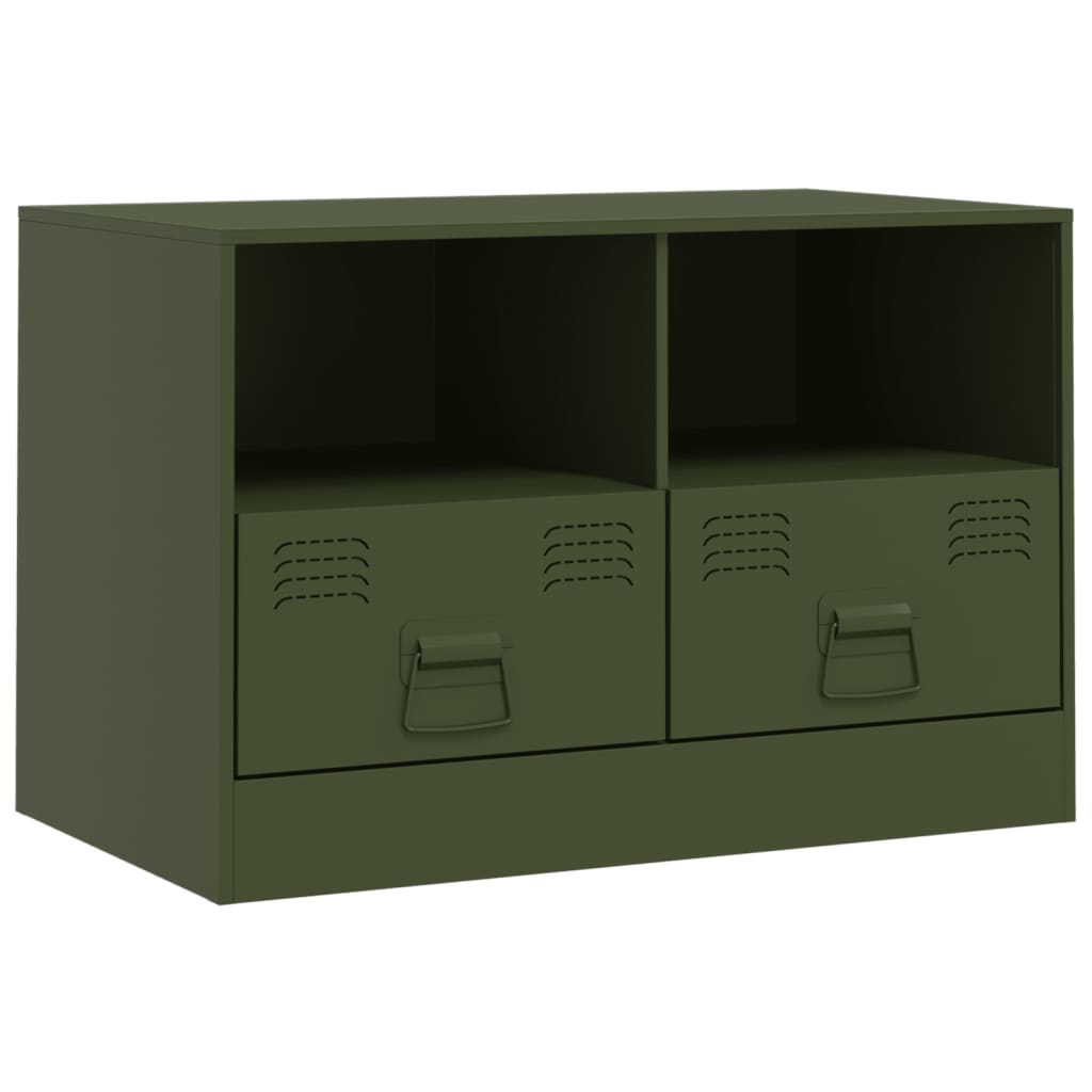 vidaXL Meuble TV vert olive 67x39x44 cm acier