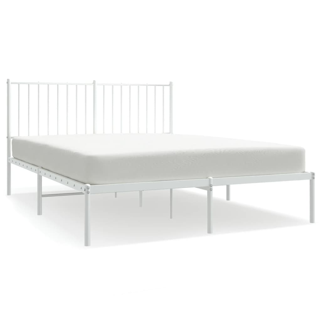 vidaXL Cadre de lit métal sans matelas et tête de lit blanc 135x190 cm