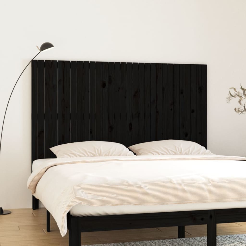 vidaXL Tête de lit murale Noir 185x3x110 cm Bois massif de pin