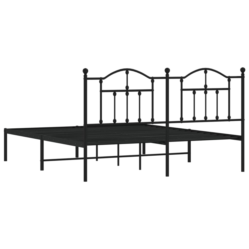 vidaXL Cadre de lit métal sans matelas avec tête de lit noir 183x213cm