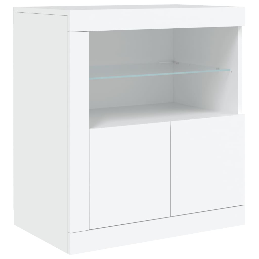 vidaXL Buffet avec lumières LED blanc 283x37x67 cm