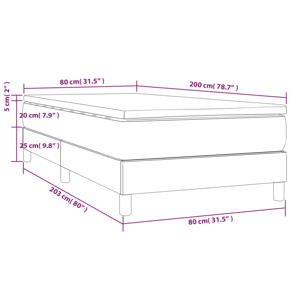 vidaXL Sommier à lattes de lit avec matelas Noir 80x200cm Similicuir