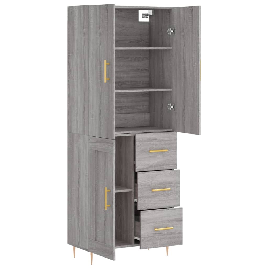 vidaXL Buffet haut Sonoma gris 69,5x34x180 cm Bois d'ingénierie