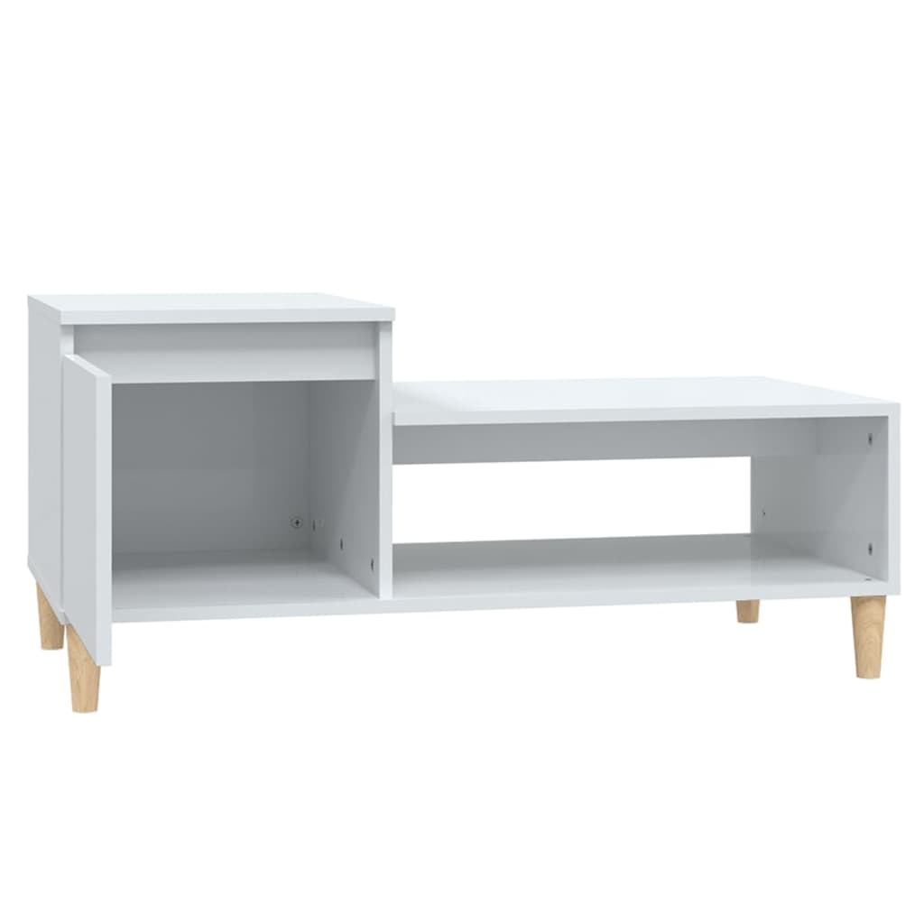 vidaXL Table basse Blanc brillant 100x50x45 cm Bois d'ingénierie