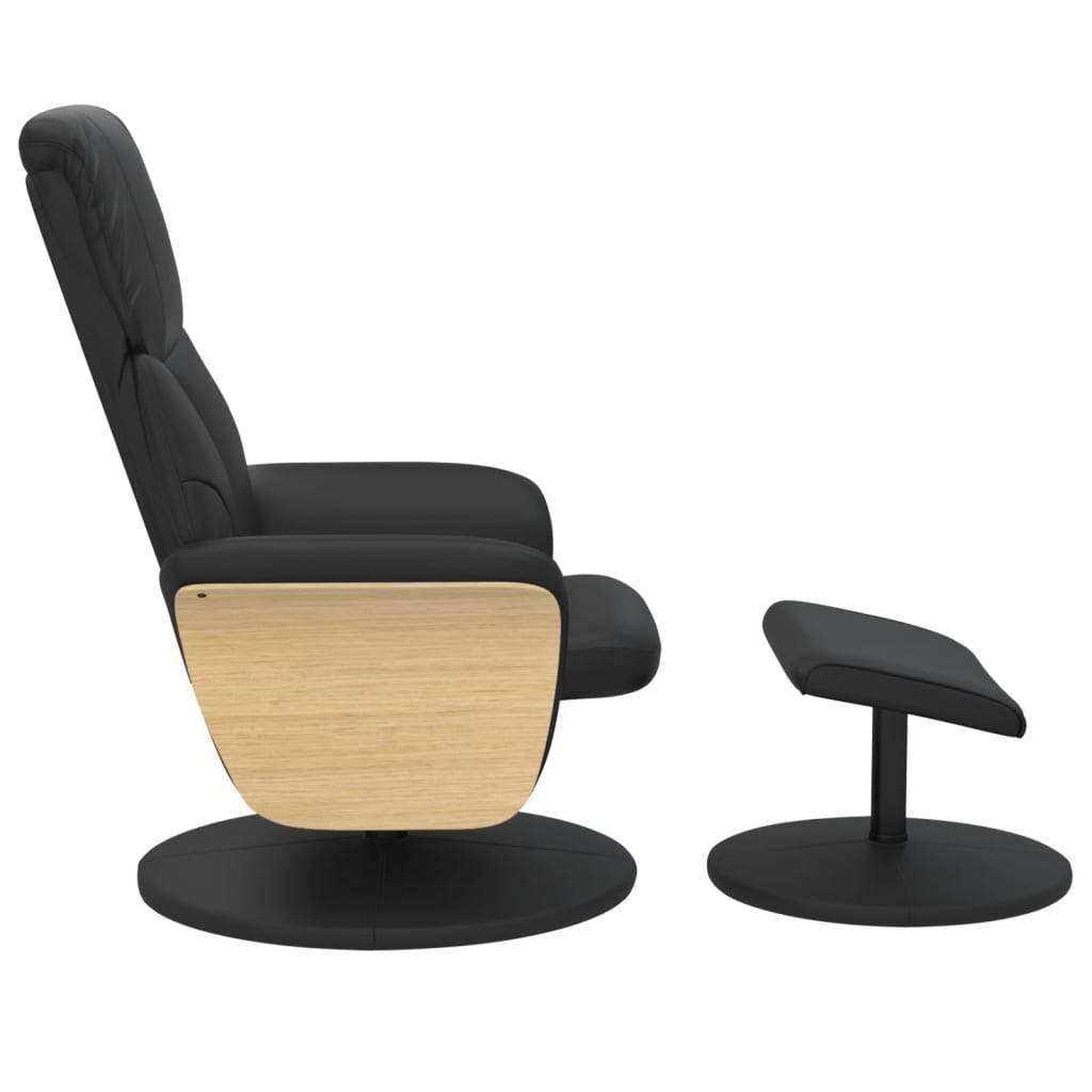 vidaXL Fauteuil inclinable avec repose-pied noir similicuir