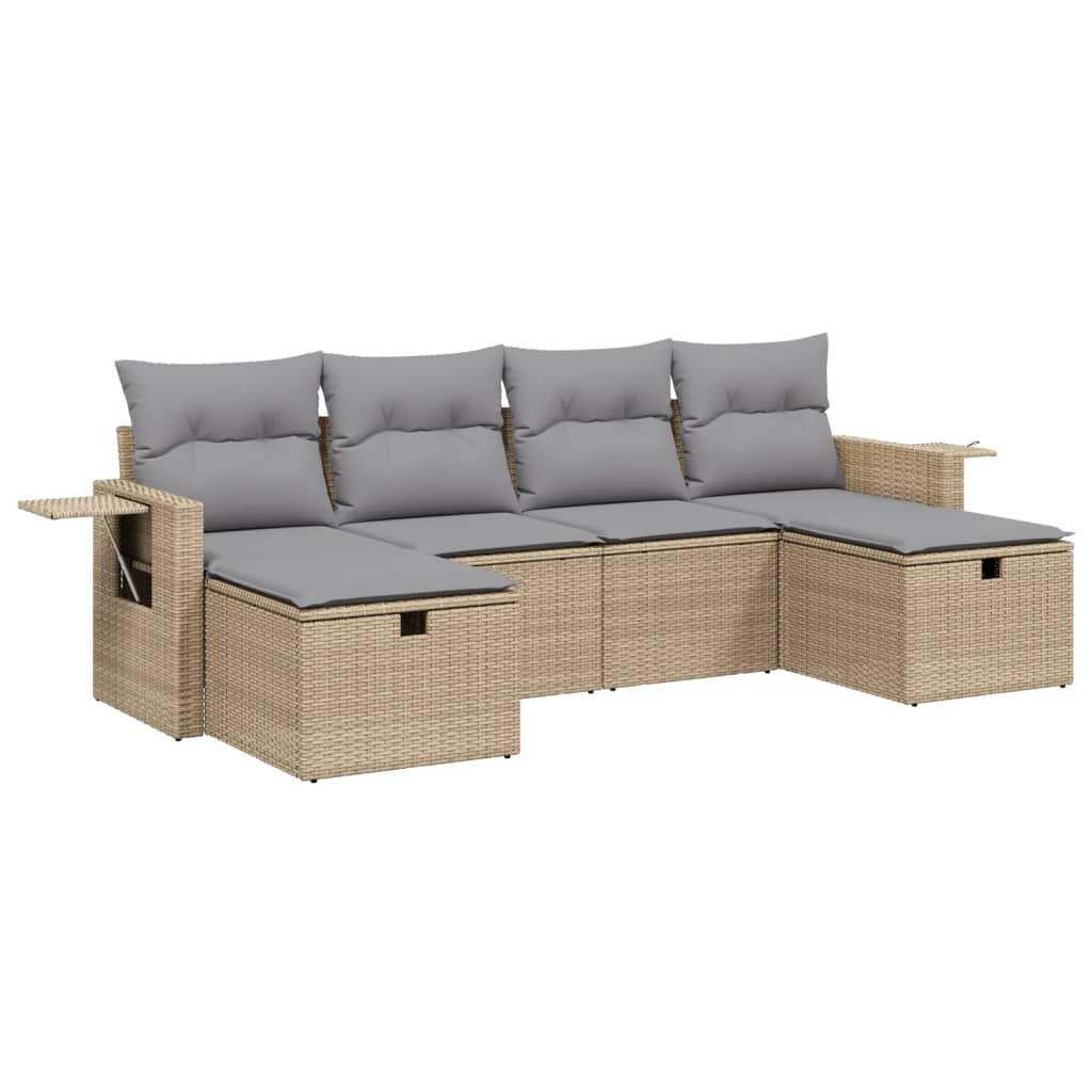 vidaXL Salon de jardin avec coussins 6pcs mélange beige résine tressée