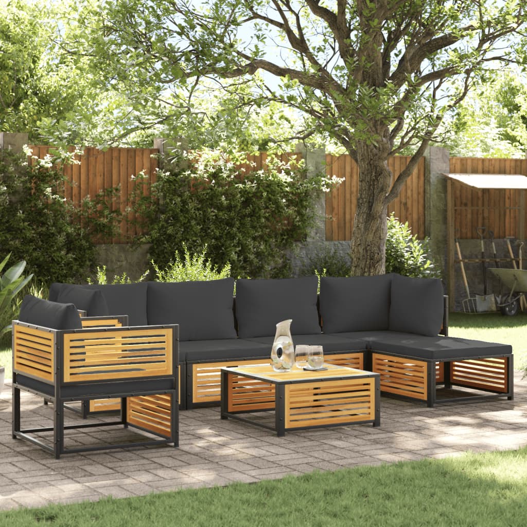 vidaXL Salon de jardin avec coussins 7 pcs bois massif d'acacia