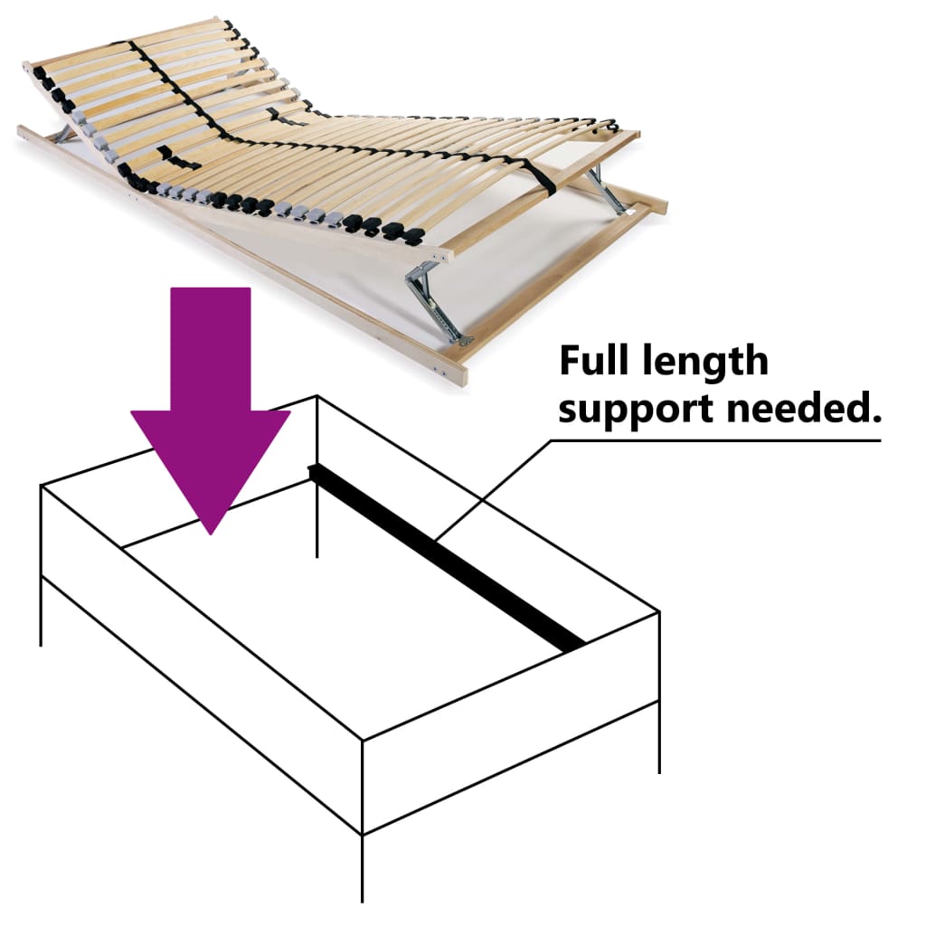 vidaXL Sommier à lattes sans matelas avec 28 lattes 7 zones 90x200 cm