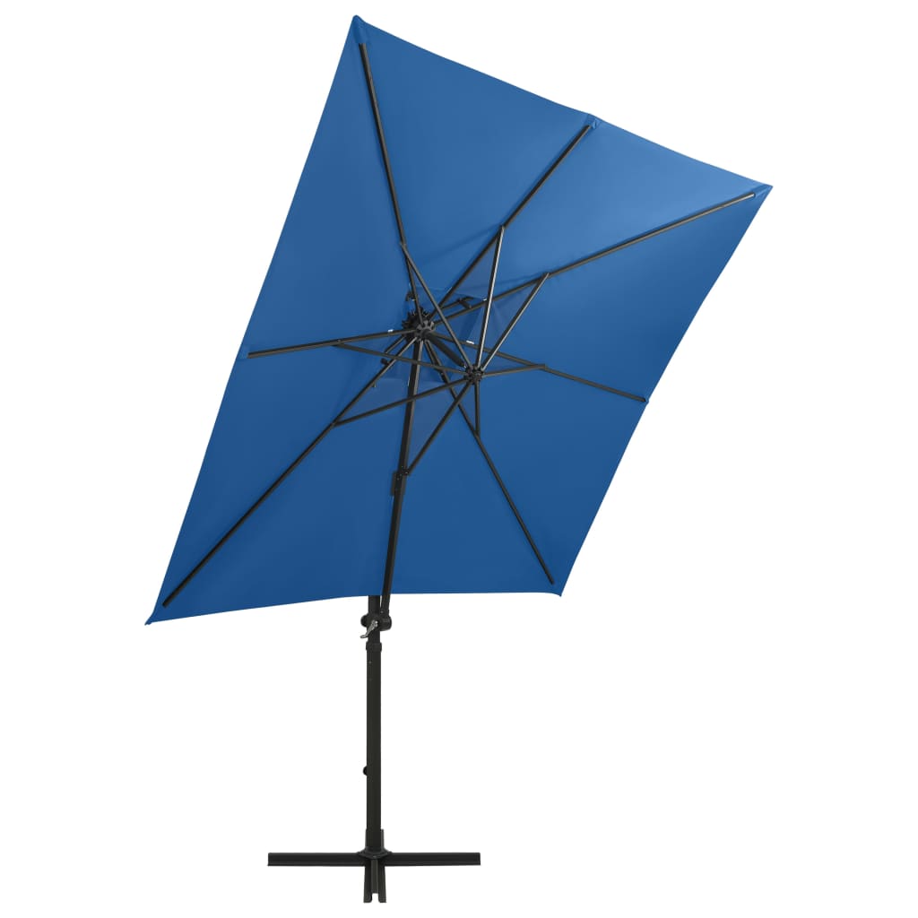 vidaXL Parasol de jardin en porte-à-faux et mât et lumières LED