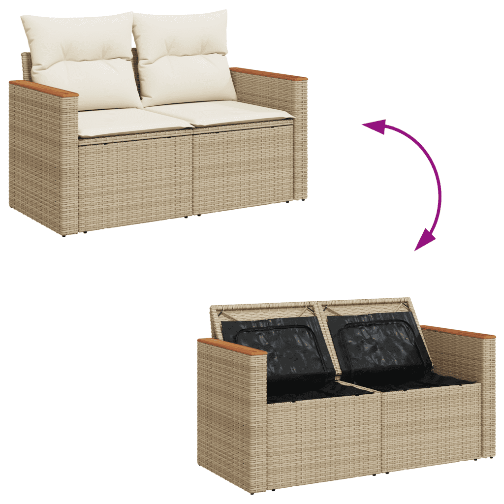 vidaXL Salon de jardin avec coussins 7 pcs beige résine tressée