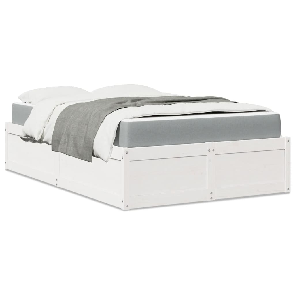 vidaXL Lit avec matelas blanc 120x200 cm bois massif de pin