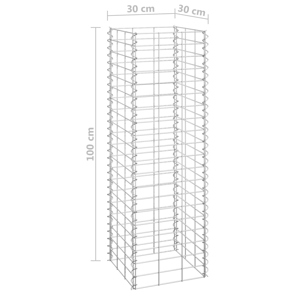 vidaXL Lits surélevés en gabion 3 pcs 30x30x100 cm Fer