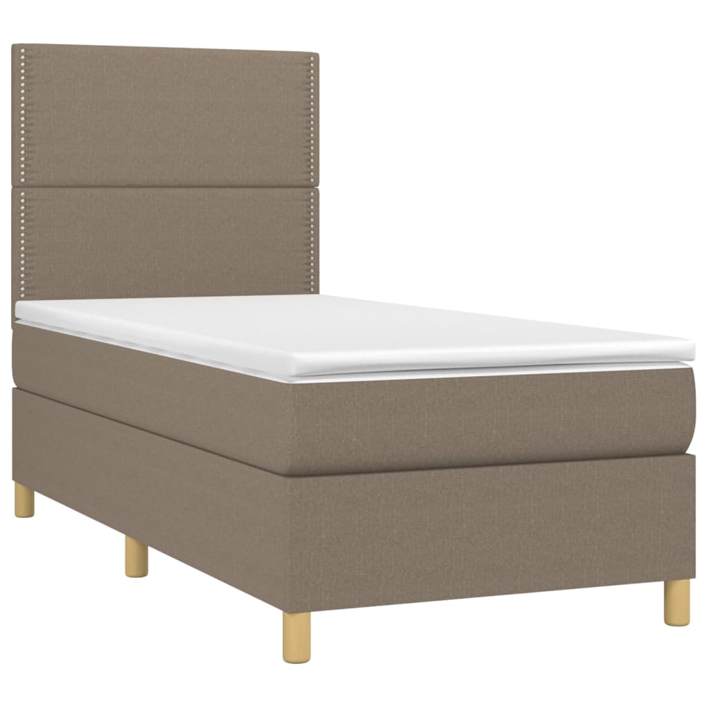 vidaXL Sommier à lattes de lit et matelas et LED Taupe 80x200cm Tissu