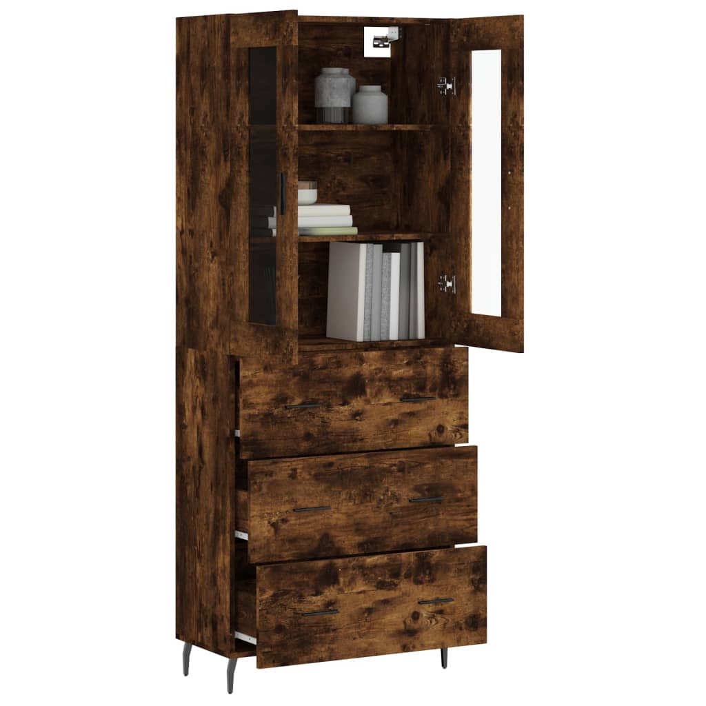 vidaXL Buffet haut Chêne fumé 69,5x34x180 cm Bois d'ingénierie