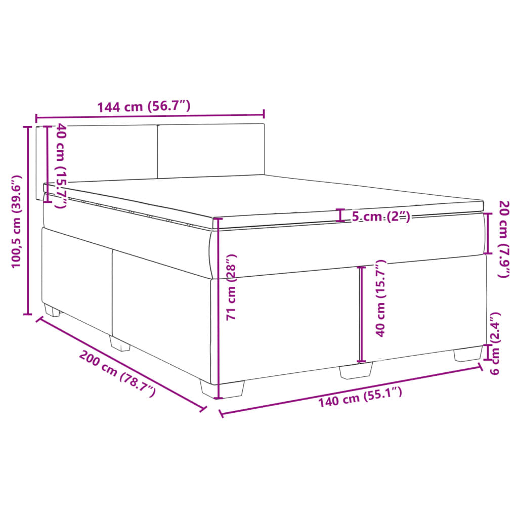 vidaXL Sommier à lattes de lit avec matelas Rose 140x200 cm Velours