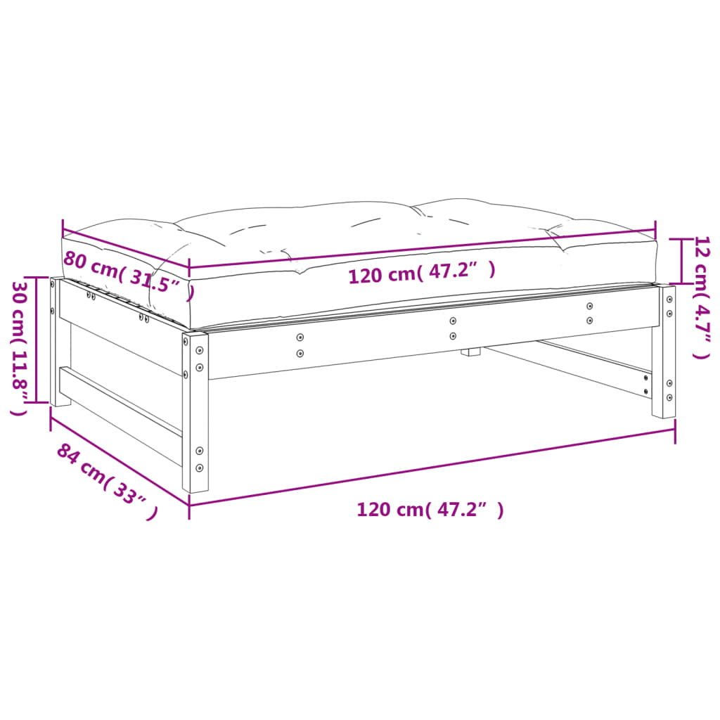 vidaXL Repose-pied de jardin 120x80 cm massif de douglas