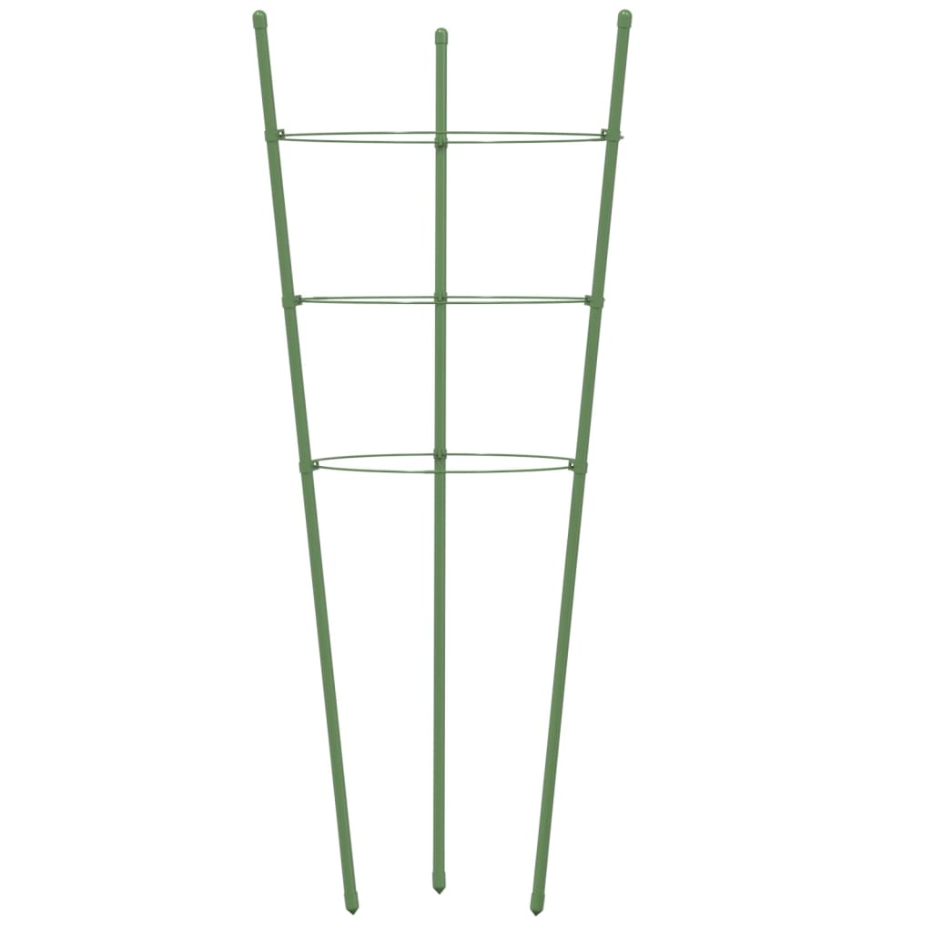 vidaXL Supports pour plantes de jardin 3 anneaux 5pcs Vert 75 cm Acier