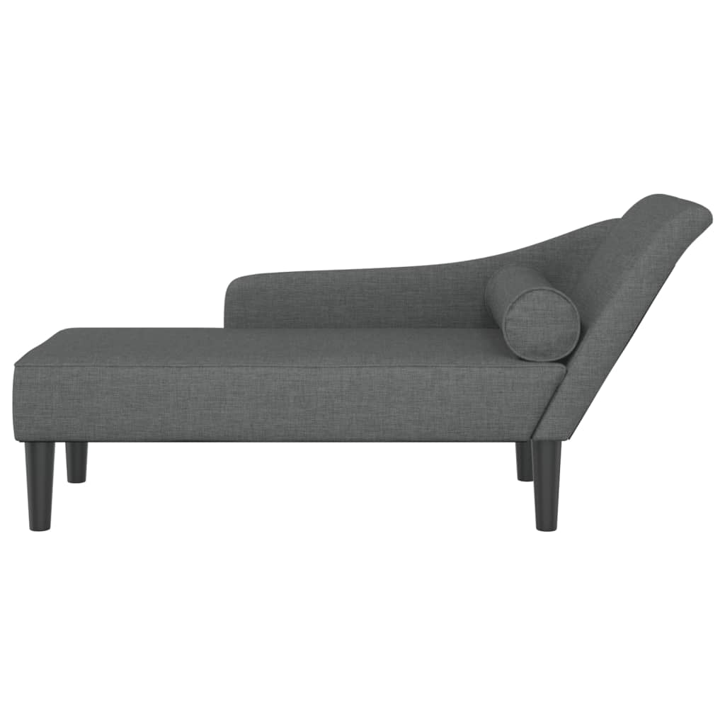 vidaXL Chaise longue avec coussins gris foncé tissu