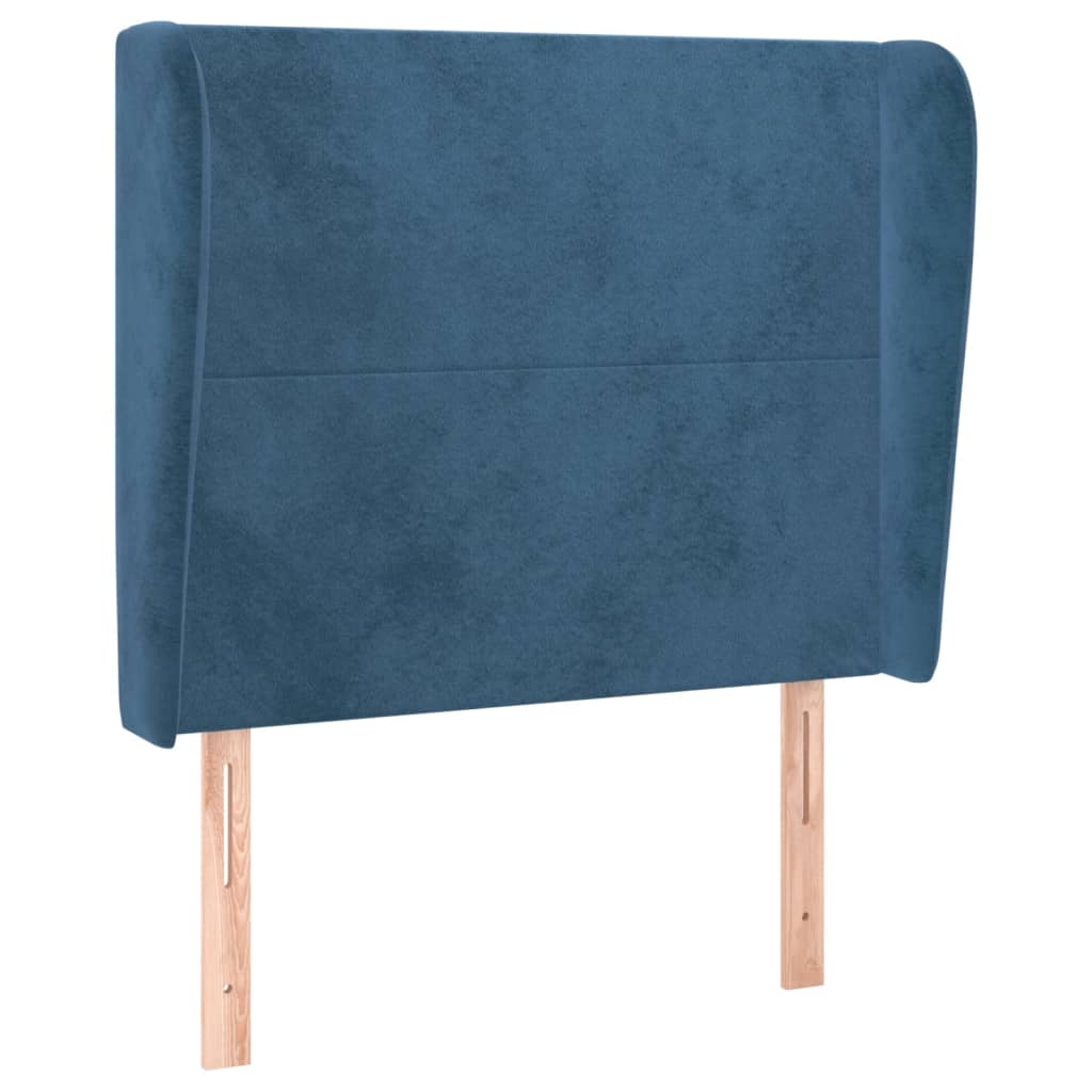 vidaXL Tête de lit avec oreilles Bleu foncé 103x23x118/128 cm Velours