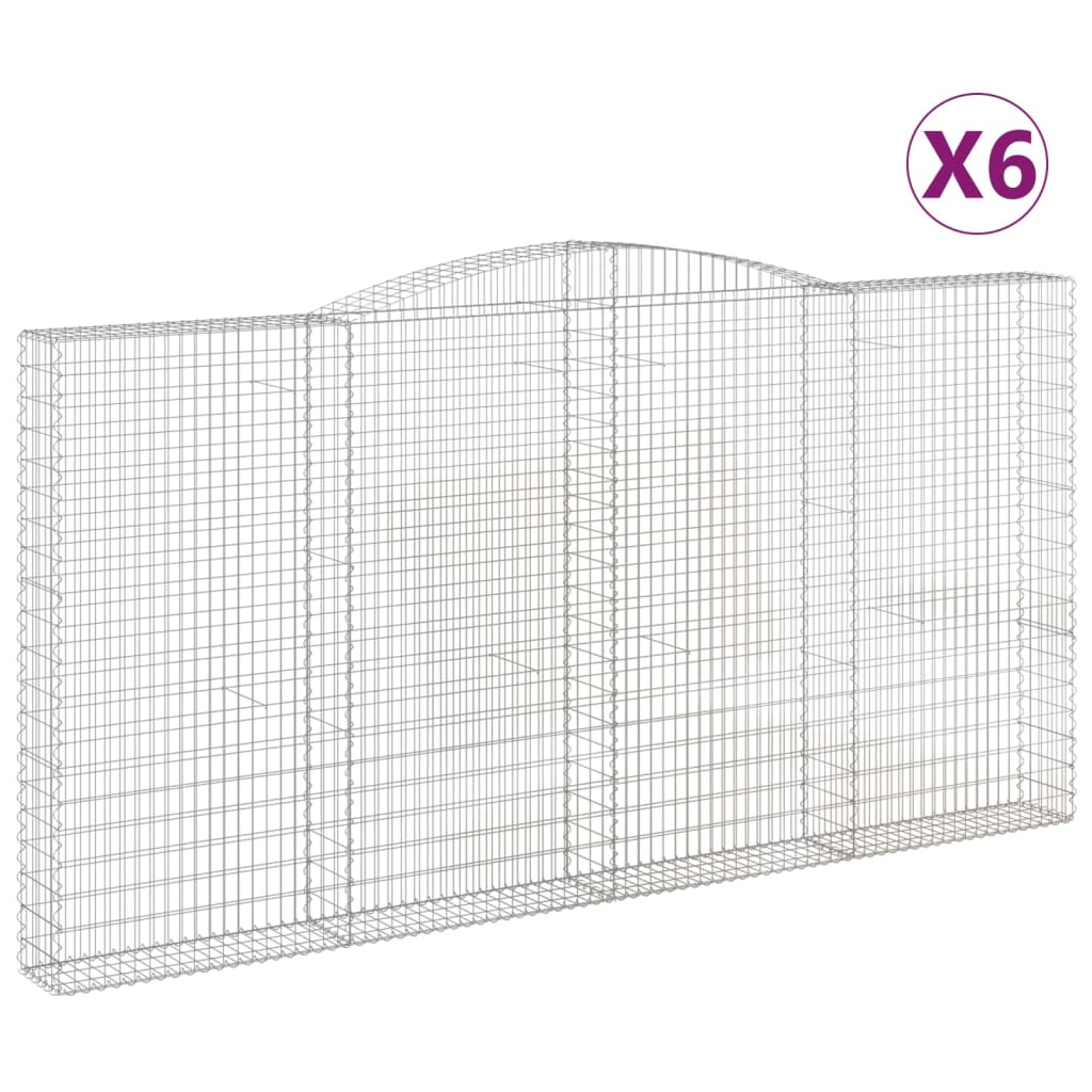 vidaXL Paniers à gabions arqués 6 pcs 400x30x200/220 cm Fer galvanisé