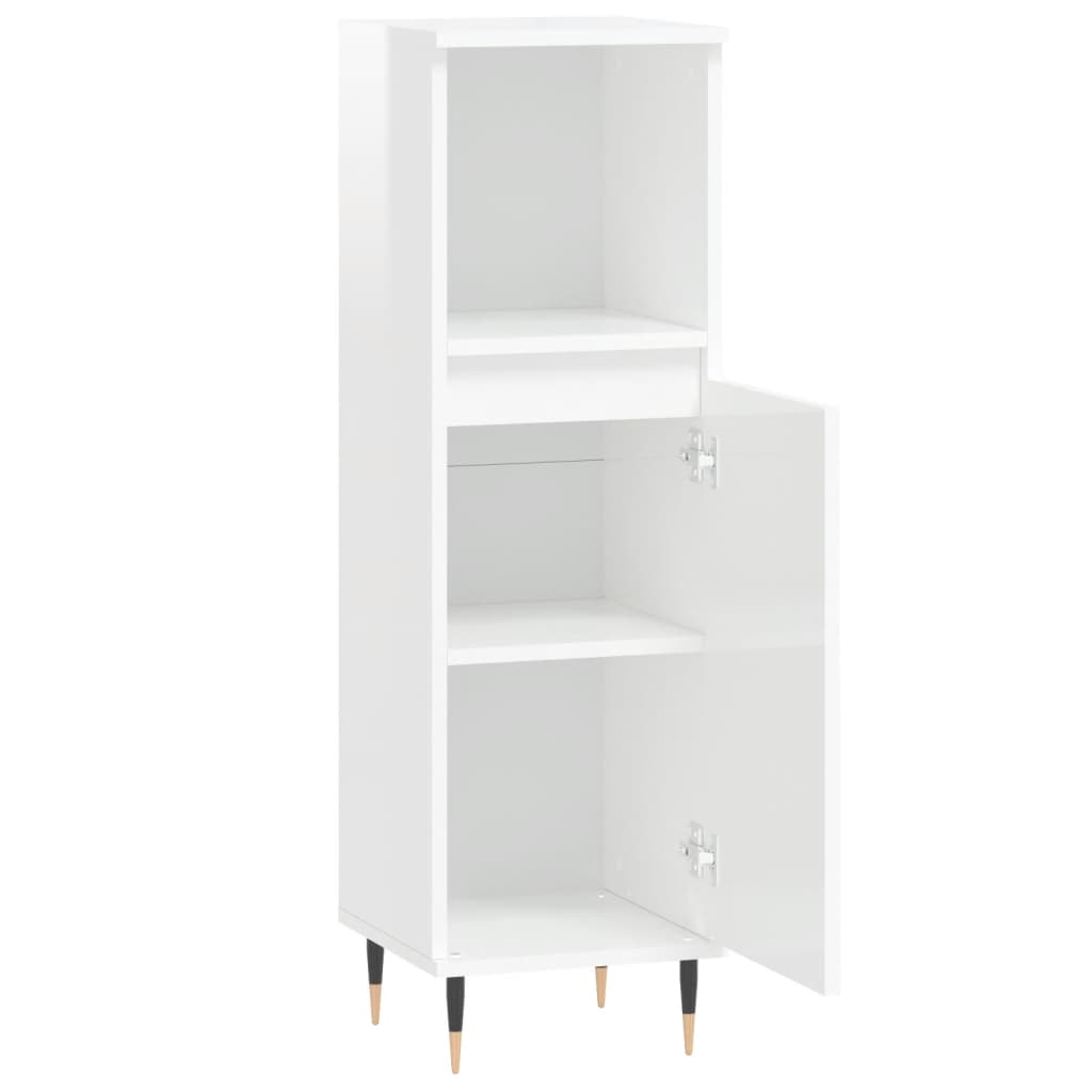 vidaXL Armoire de salle de bain blanc brillant 30x30x100 cm