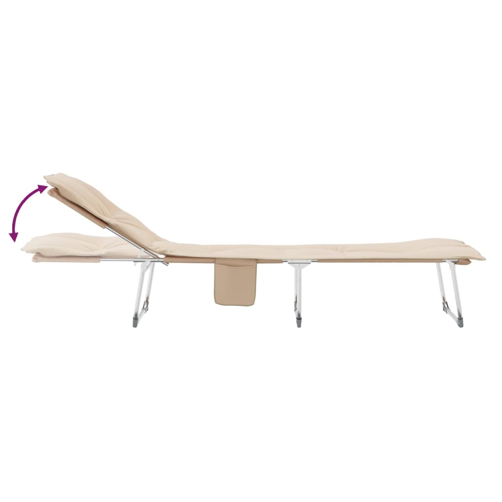 vidaXL Chaise longue pliable beige tissu