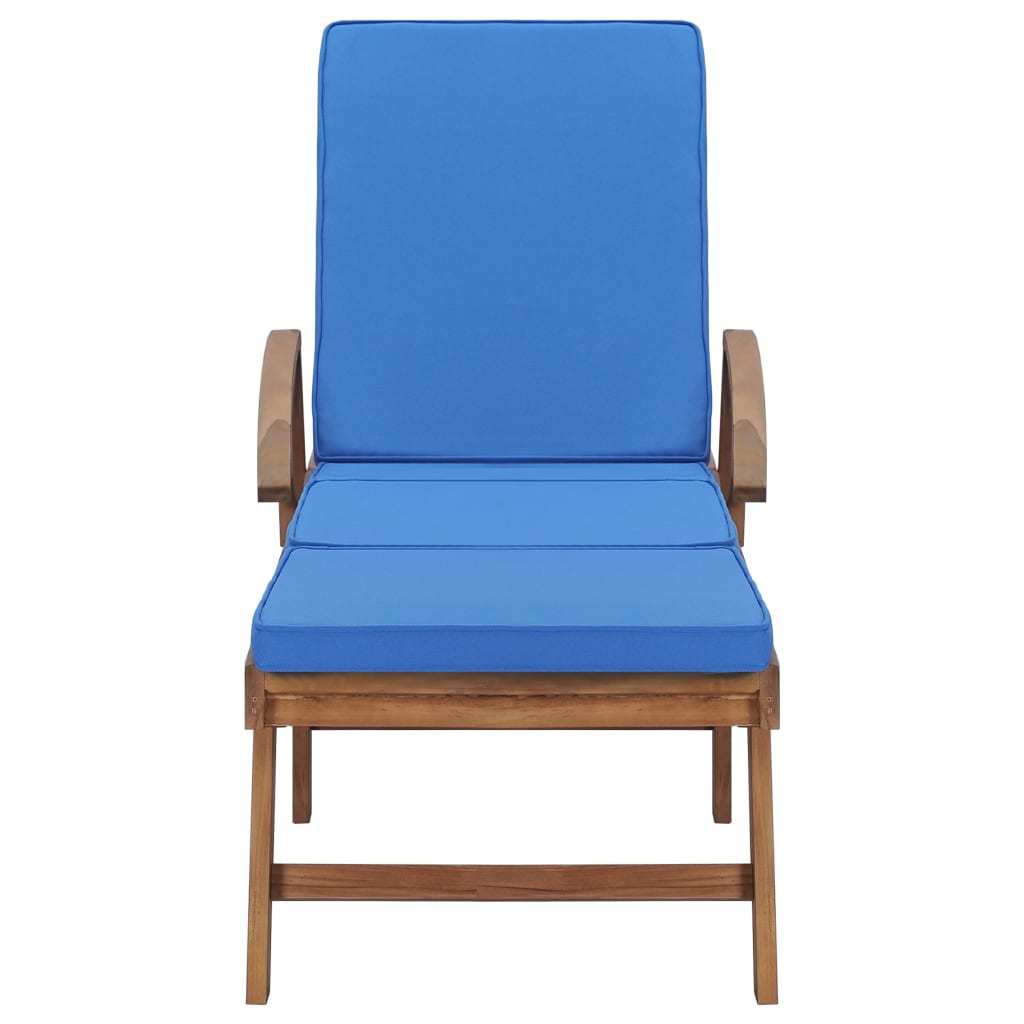 vidaXL Chaises longues avec coussins lot de 2 Bois de teck solide Bleu