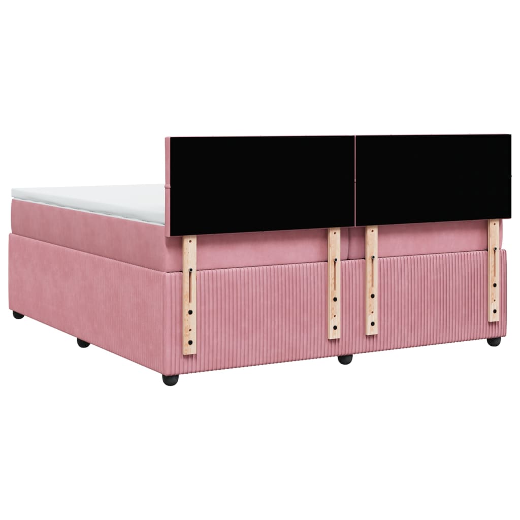 vidaXL Sommier à lattes de lit avec matelas Rose 200x200 cm Velours