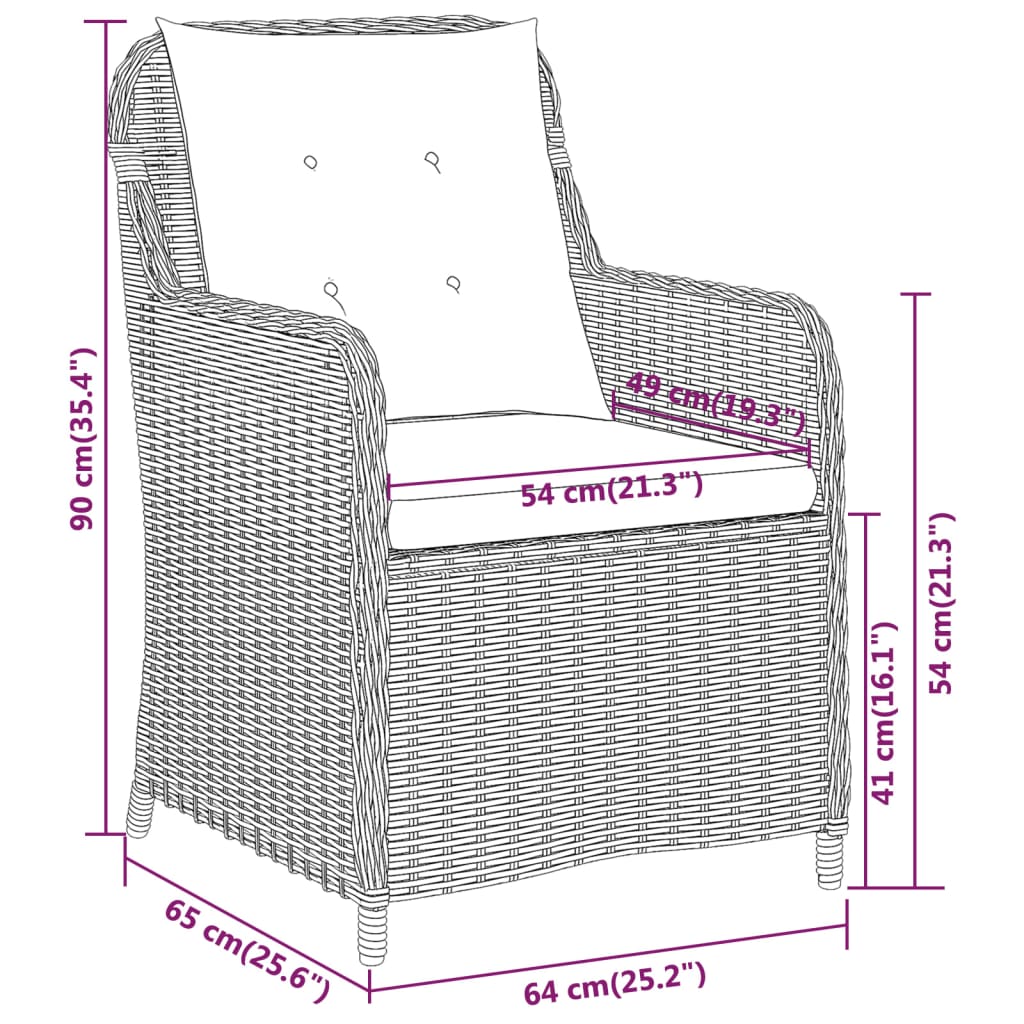 vidaXL Ensemble à manger de jardin 5 pcs Marron