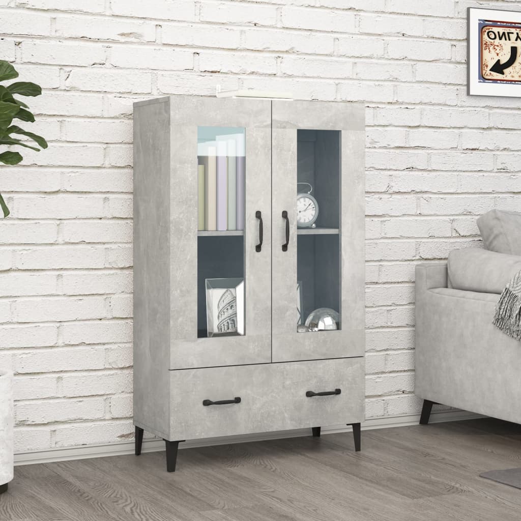 vidaXL Buffet haut Gris béton 70x31x115 cm Bois d'ingénierie