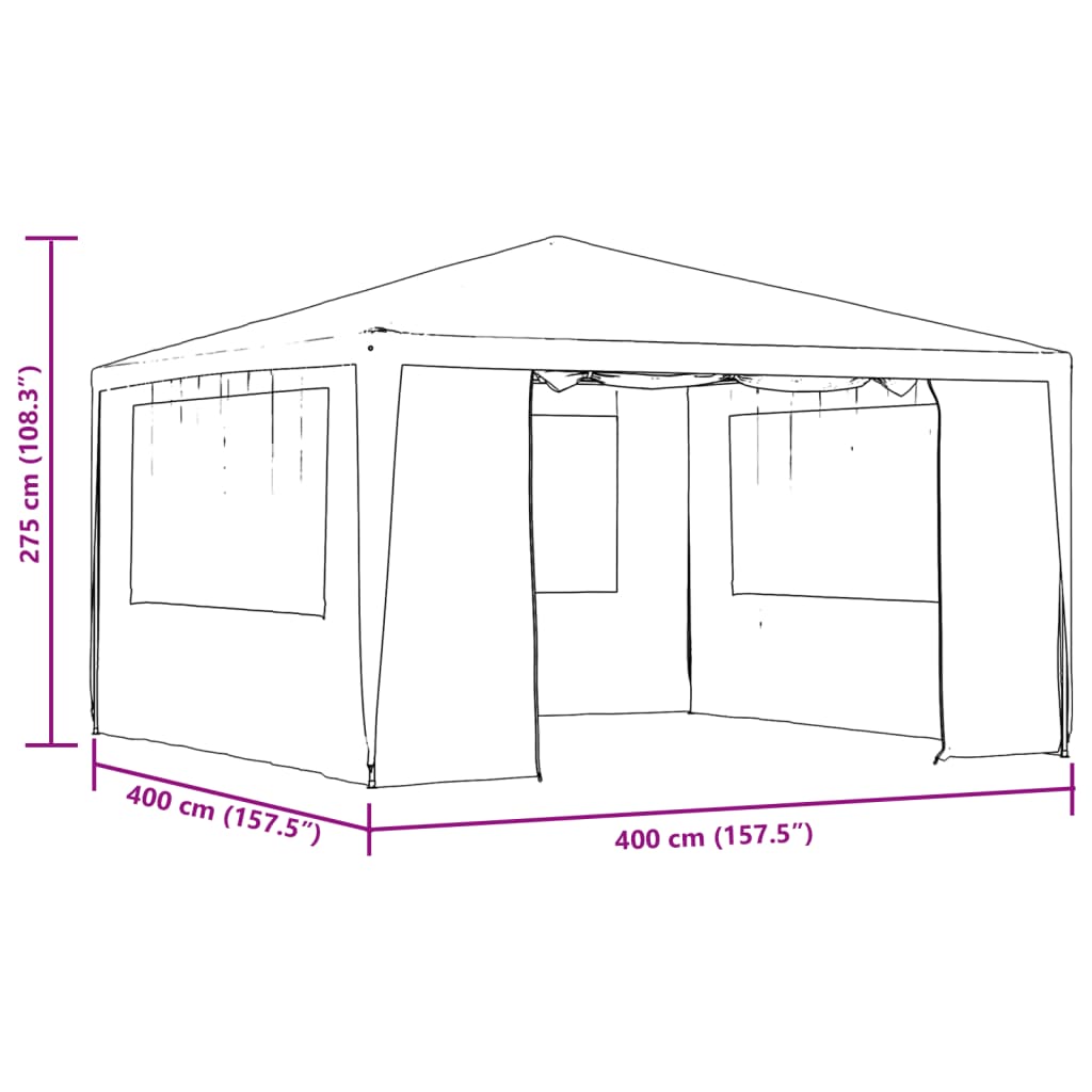 vidaXL Tente de réception et parois latérales 4x4 m Anthracite 90 g/m²