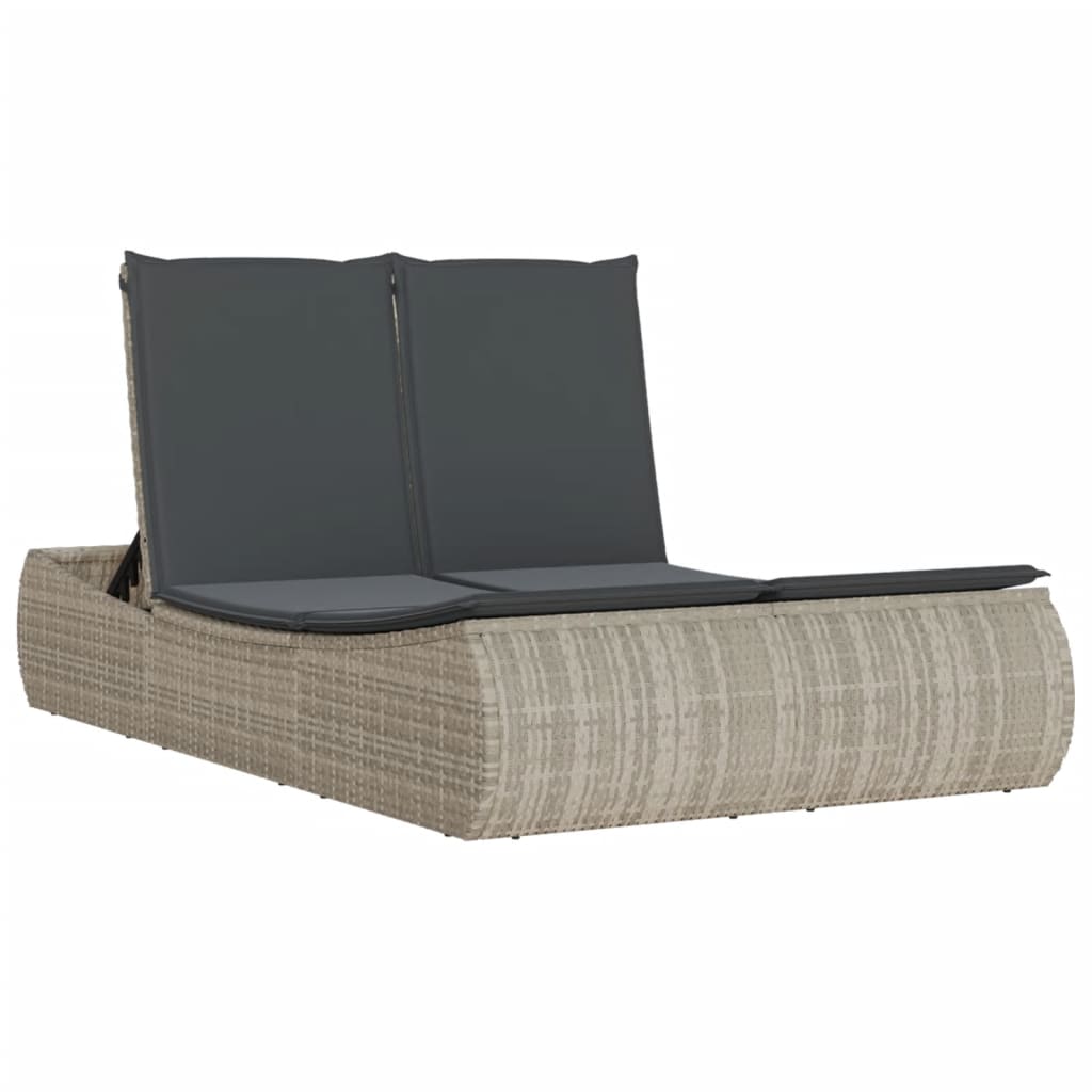 vidaXL Chaise longue double avec coussins gris clair résine tressée