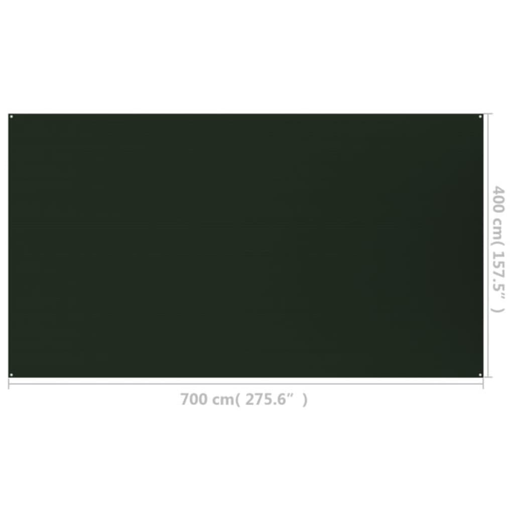 vidaXL Tapis de tente 400x700 cm Vert foncé PEHD