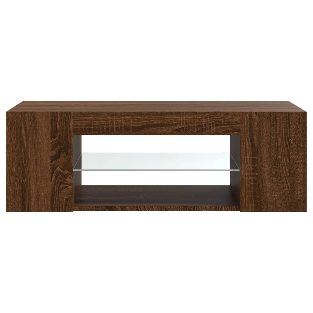 vidaXL Meuble TV avec lumières LED Chêne marron 90x39x30 cm