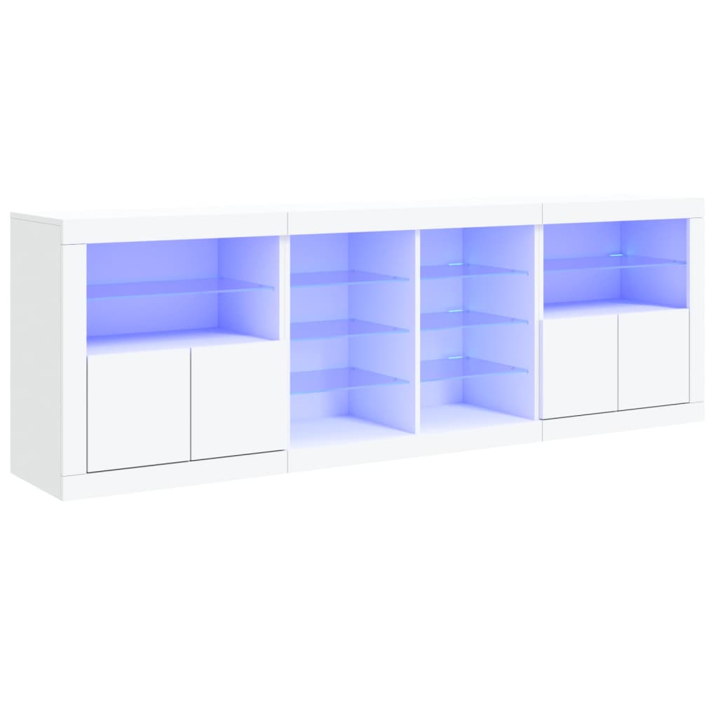 vidaXL Buffet avec lumières LED blanc 202x37x67 cm