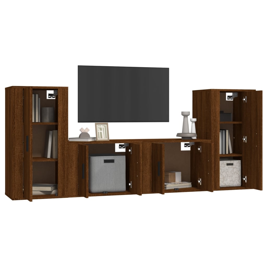 vidaXL Ensemble de meubles TV 4 pcs Chêne marron Bois d'ingénierie