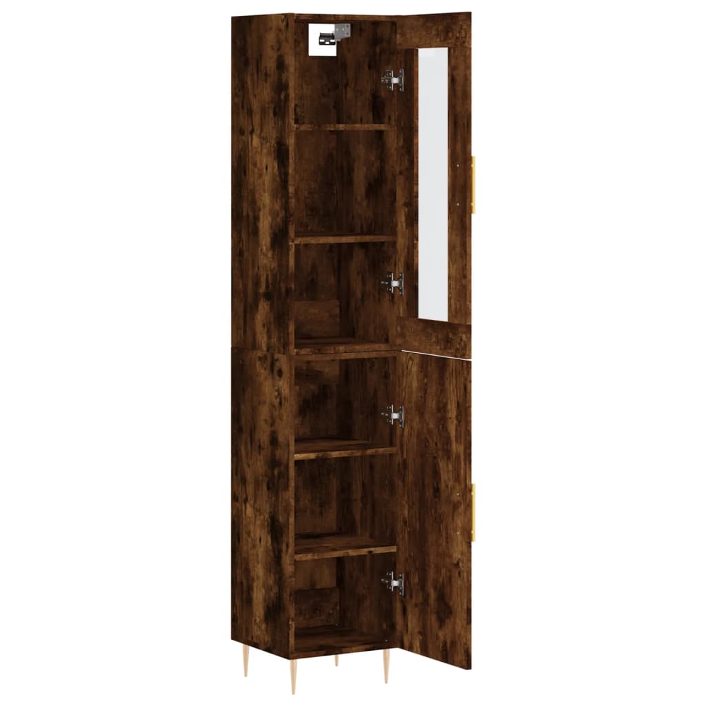 vidaXL Buffet haut Chêne fumé 34,5x34x180 cm Bois d'ingénierie