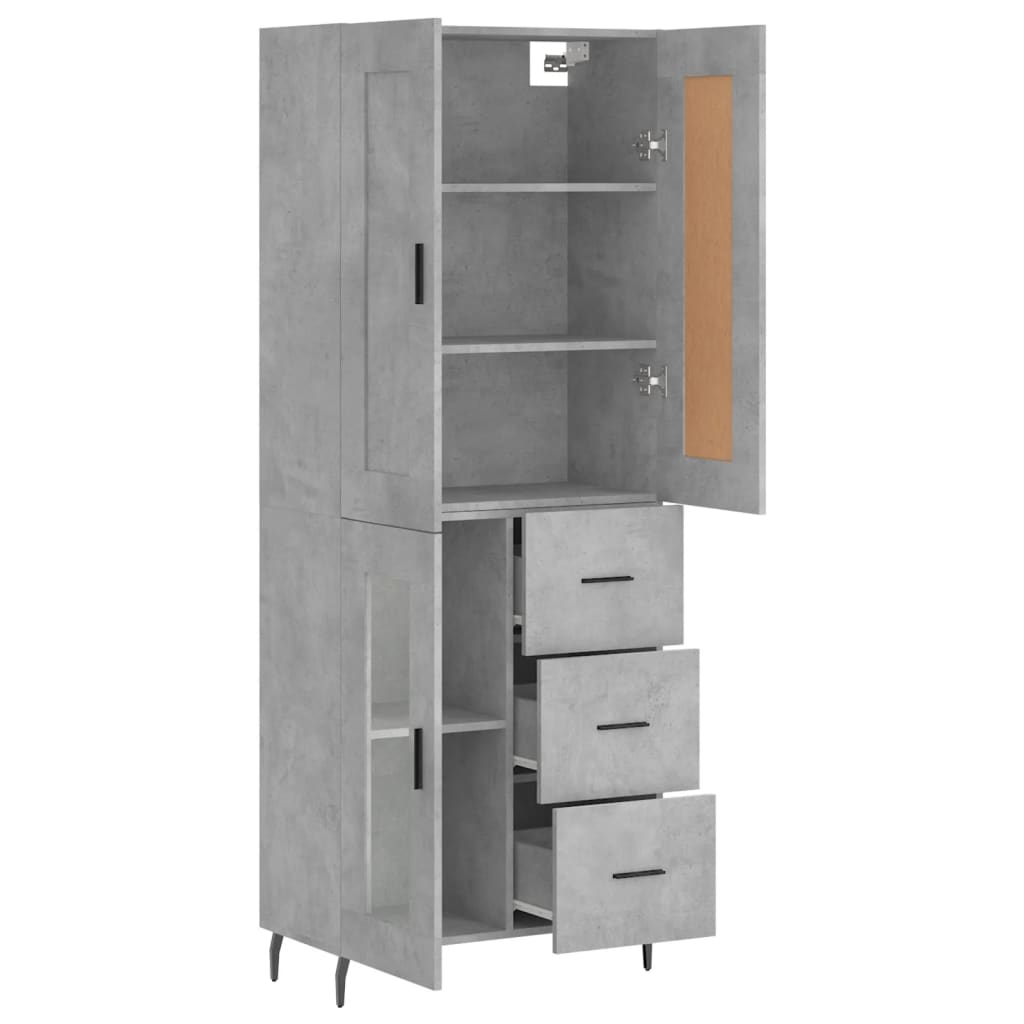 vidaXL Buffet haut Gris béton 69,5x34x180 cm Bois d'ingénierie