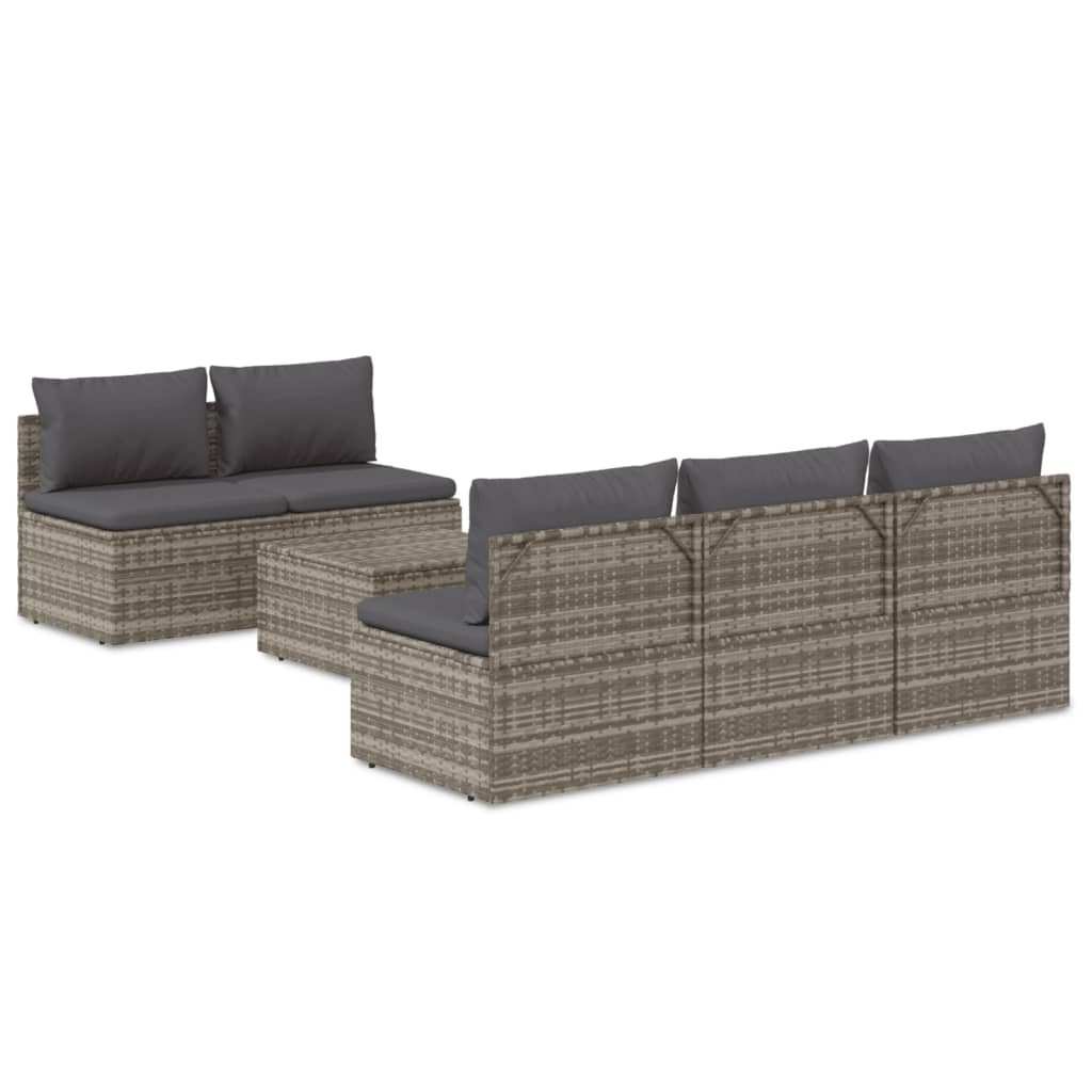 vidaXL Salon de jardin 6 pcs avec coussins Gris Résine tressée