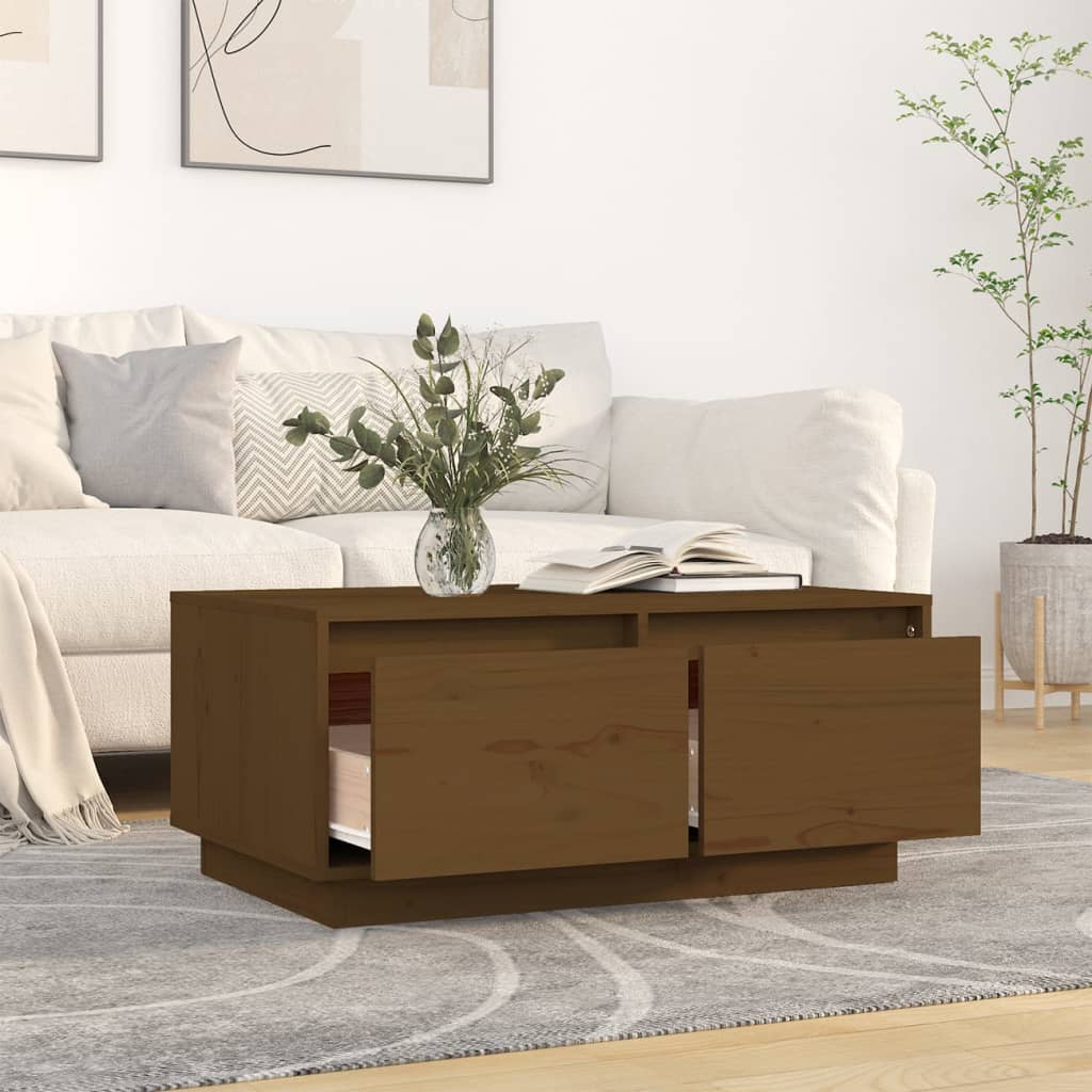 vidaXL Table basse Marron miel 80x50x35 cm Bois massif de pin