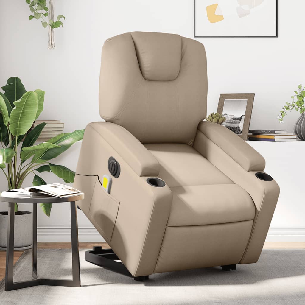 vidaXL Fauteuil inclinable de massage électrique cappuccino similicuir