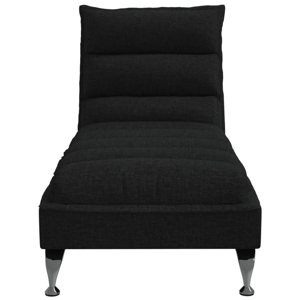 vidaXL Chaise longue avec coussins noir tissu